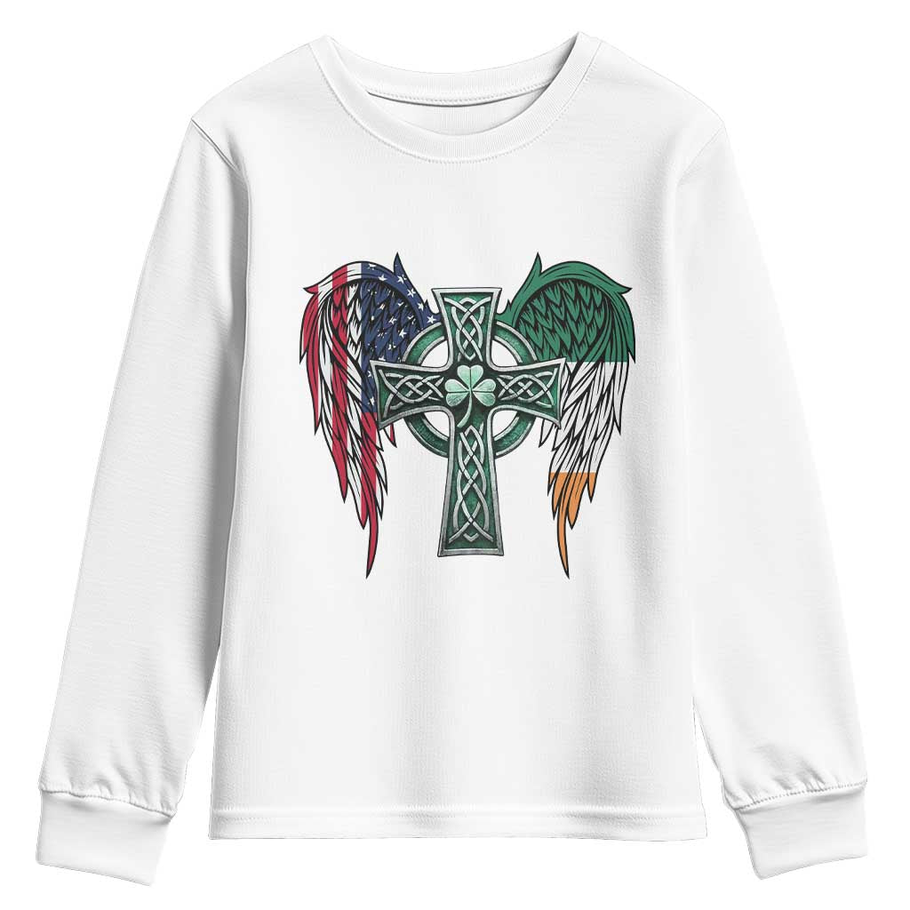 Patriotic Irish American Cross Youth Sweatshirt St Patricks Day Religious Gift