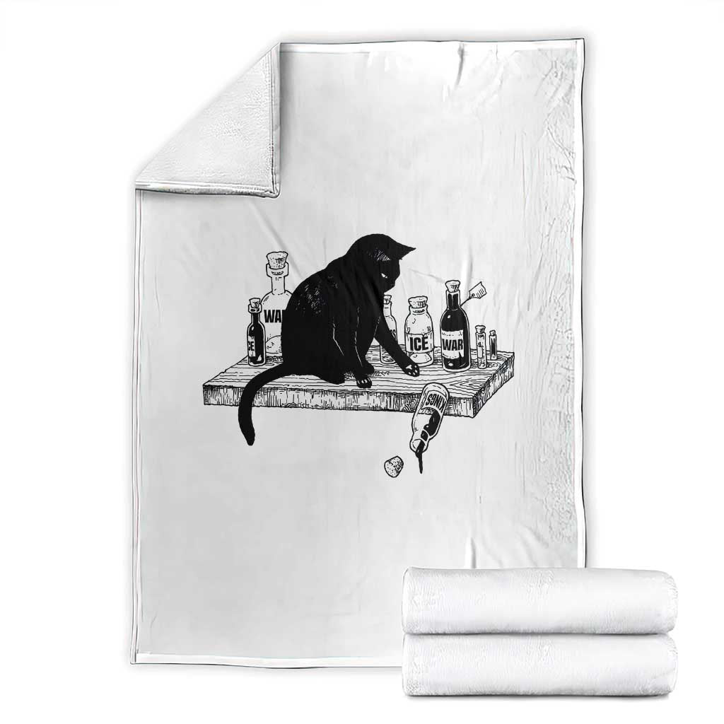 No Kings No Wars No Ice Cat Throw Blanket Political Humor Gift
