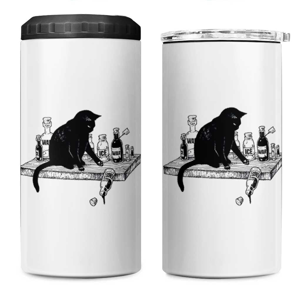 No Kings No Wars No Ice Cat 4 in 1 Can Cooler Tumbler Political Humor Gift