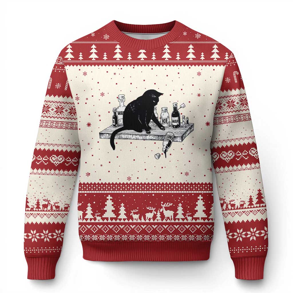 No Kings No Wars No Ice Cat Ugly Christmas Sweater Political Humor Gift