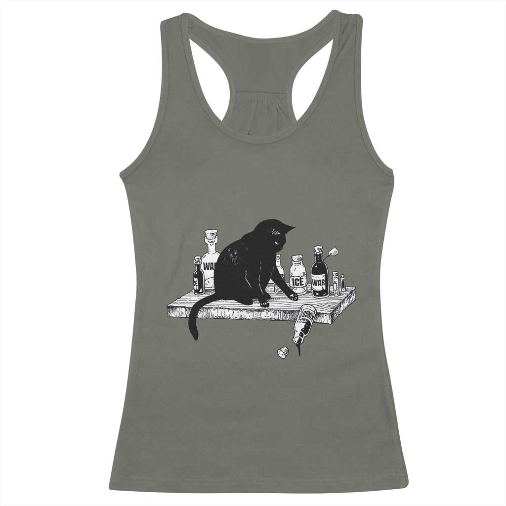 No Kings No Wars No Ice Cat Racerback Tank Top Political Humor Gift