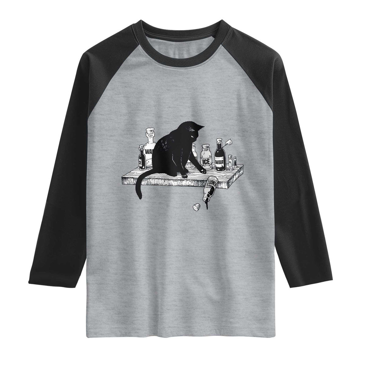No Kings No Wars No Ice Cat Raglan Shirt Political Humor Gift