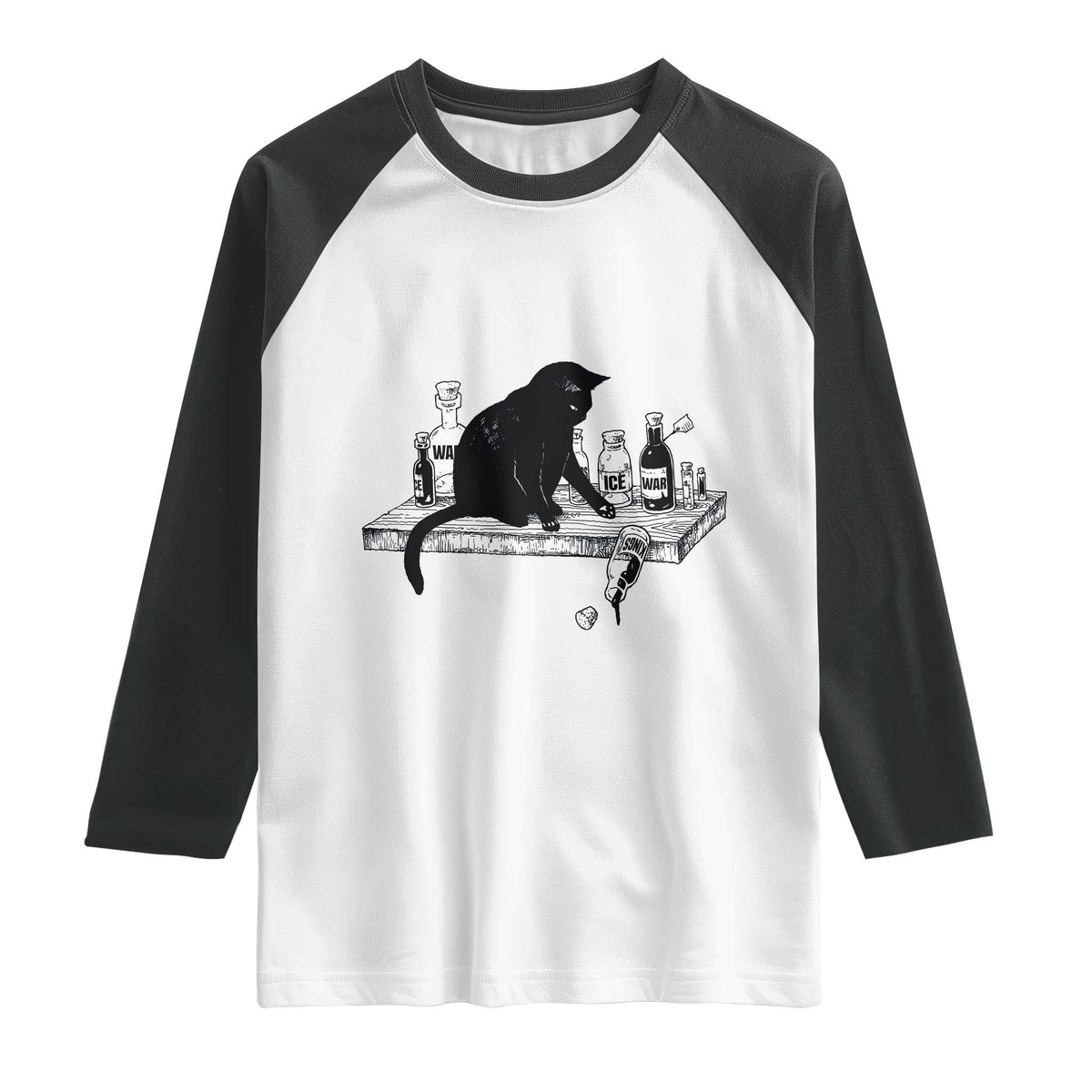 No Kings No Wars No Ice Cat Raglan Shirt Political Humor Gift