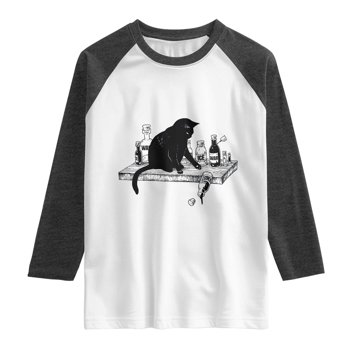 No Kings No Wars No Ice Cat Raglan Shirt Political Humor Gift