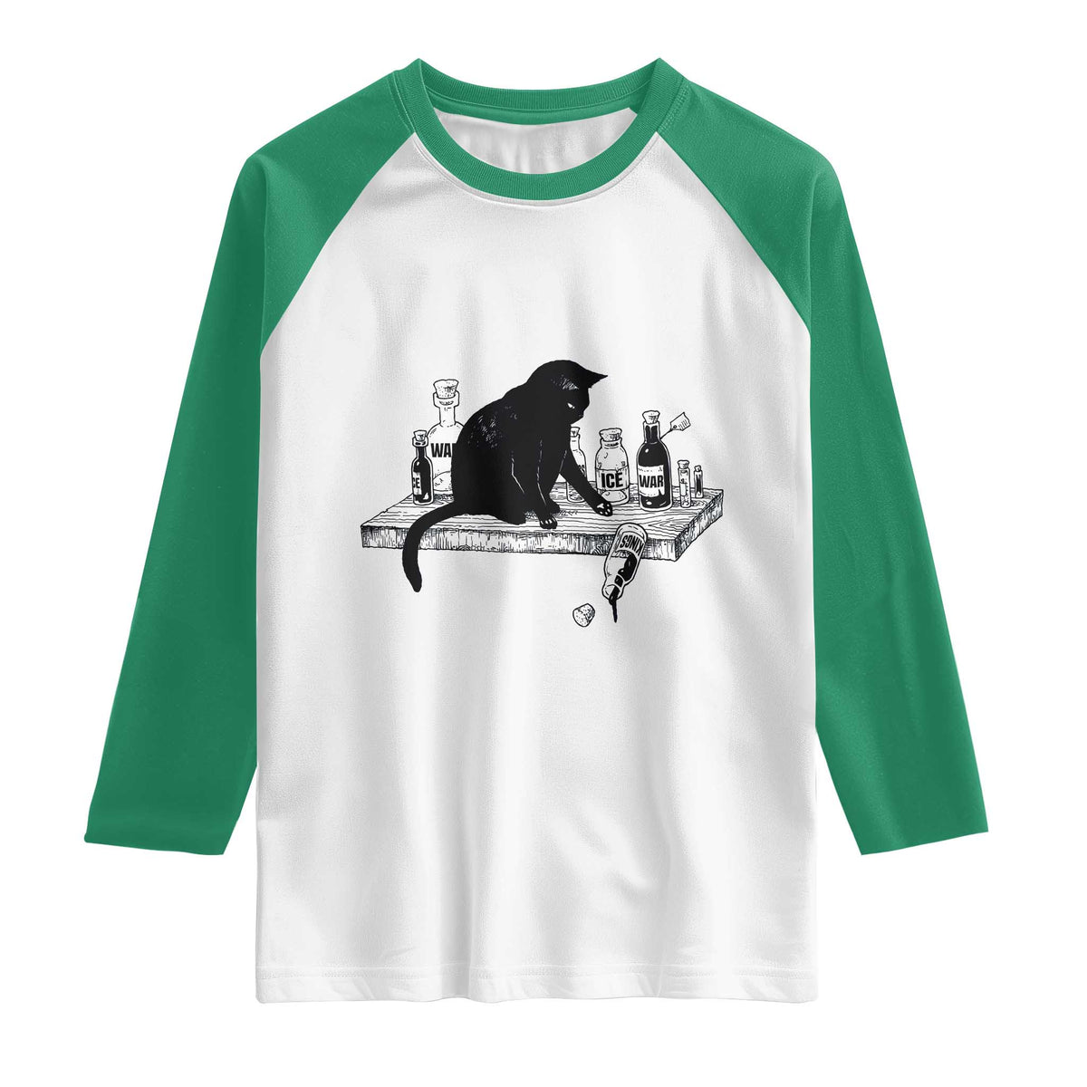 No Kings No Wars No Ice Cat Raglan Shirt Political Humor Gift