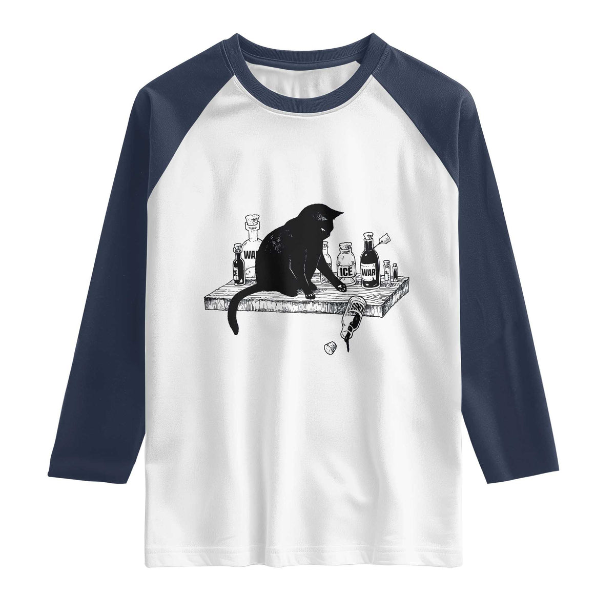 No Kings No Wars No Ice Cat Raglan Shirt Political Humor Gift