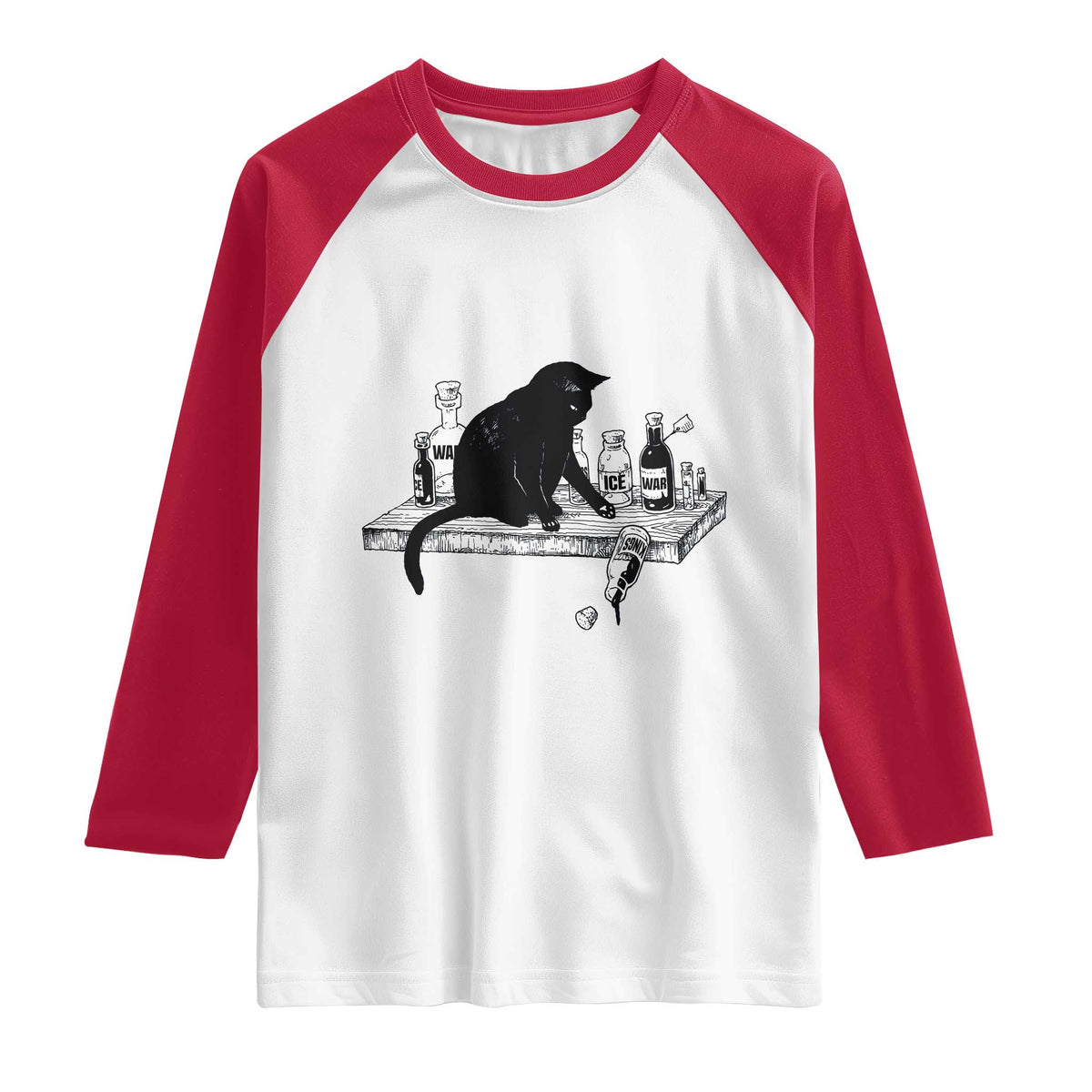 No Kings No Wars No Ice Cat Raglan Shirt Political Humor Gift