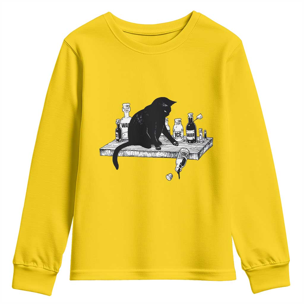 No Kings No Wars No Ice Cat Youth Sweatshirt Political Humor Gift