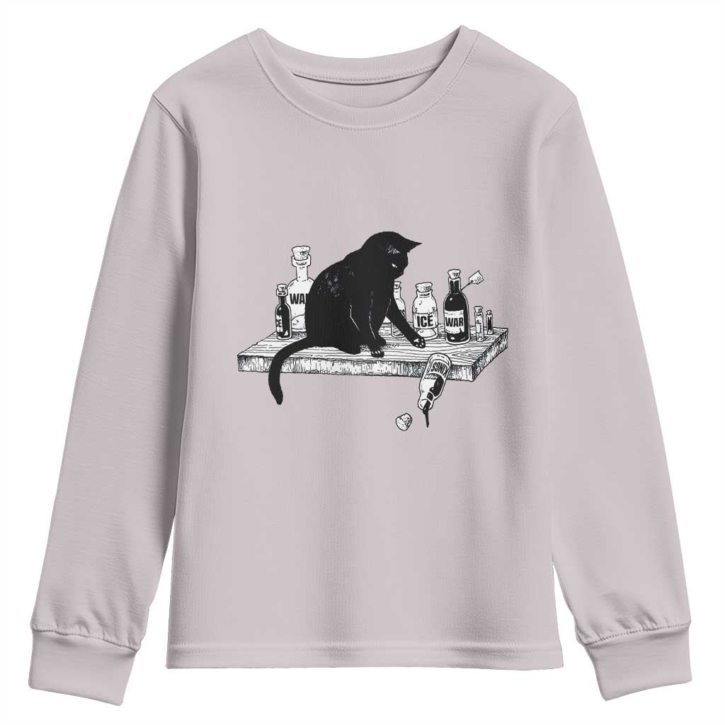 No Kings No Wars No Ice Cat Youth Sweatshirt Political Humor Gift
