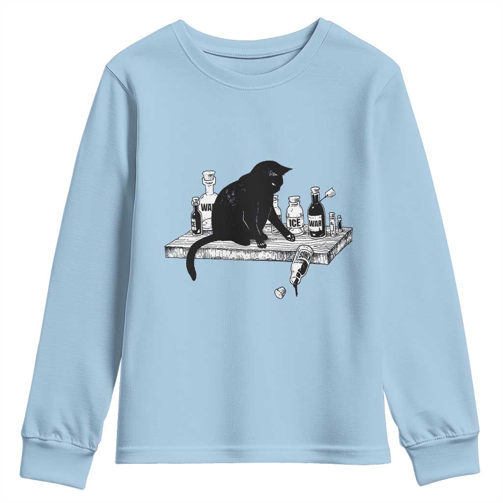 No Kings No Wars No Ice Cat Youth Sweatshirt Political Humor Gift
