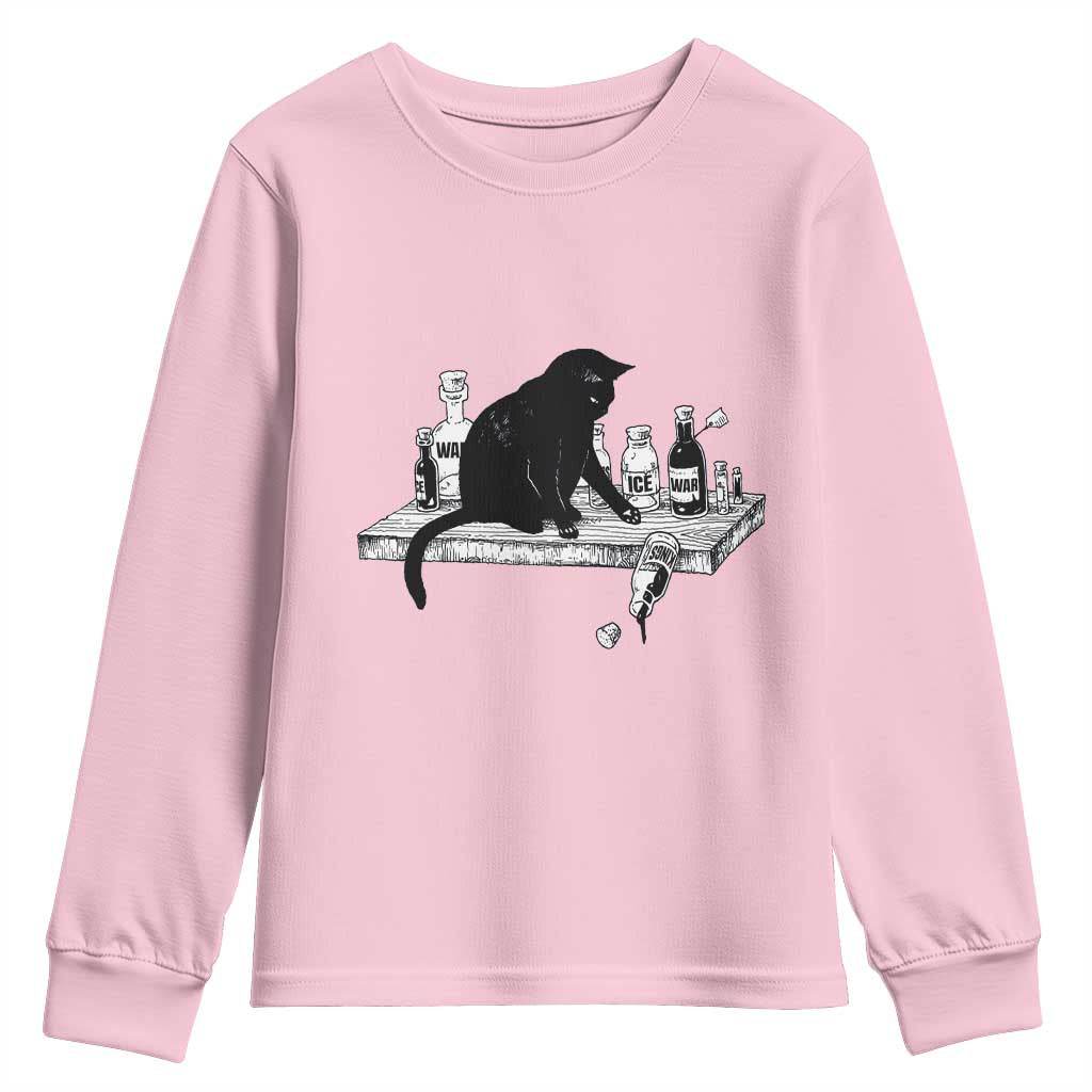No Kings No Wars No Ice Cat Youth Sweatshirt Political Humor Gift