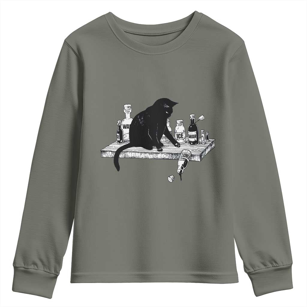 No Kings No Wars No Ice Cat Youth Sweatshirt Political Humor Gift