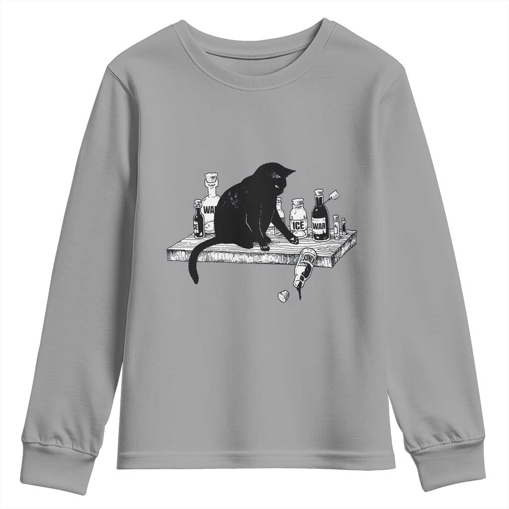 No Kings No Wars No Ice Cat Youth Sweatshirt Political Humor Gift