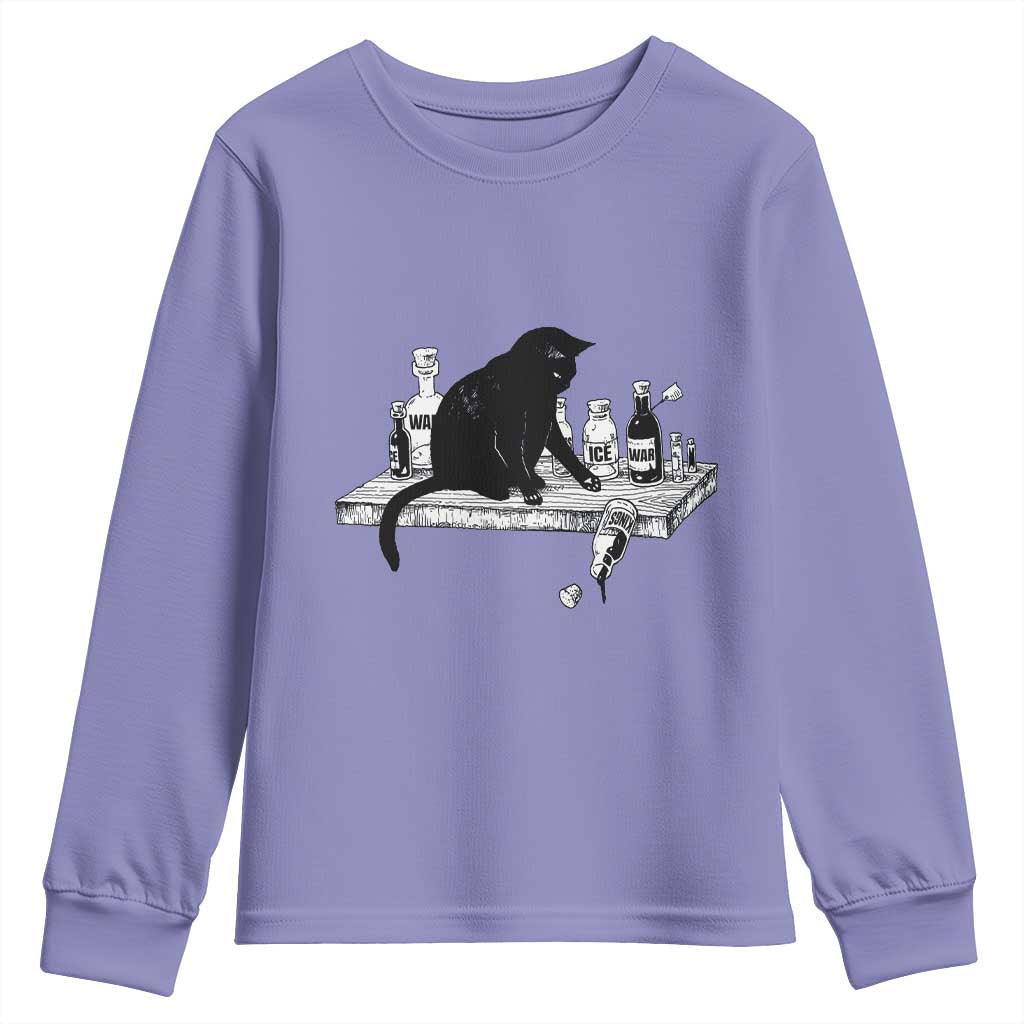 No Kings No Wars No Ice Cat Youth Sweatshirt Political Humor Gift