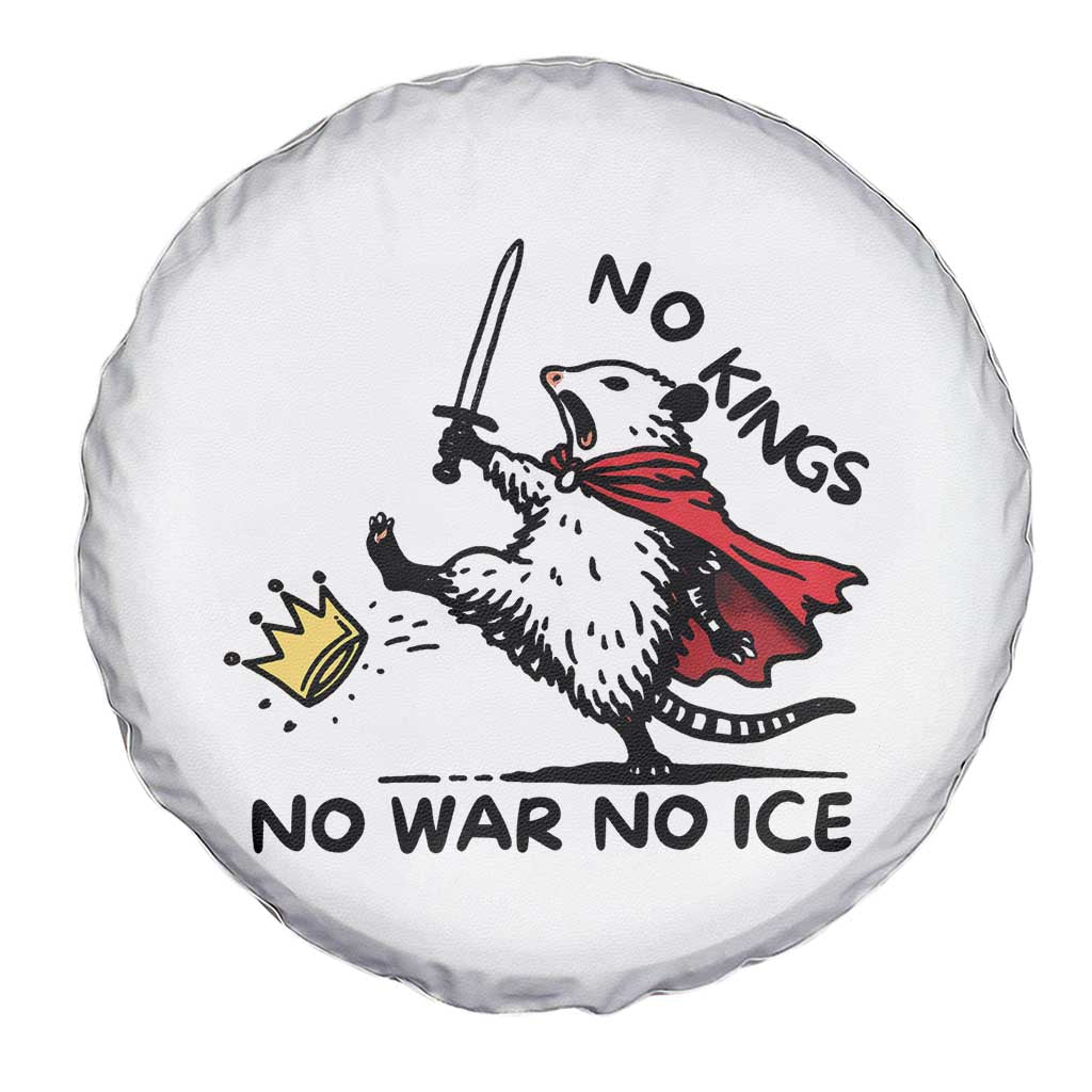 Funny Opossum Warrior Political Gift Spare Tire Cover No Kings No Wars No Ice