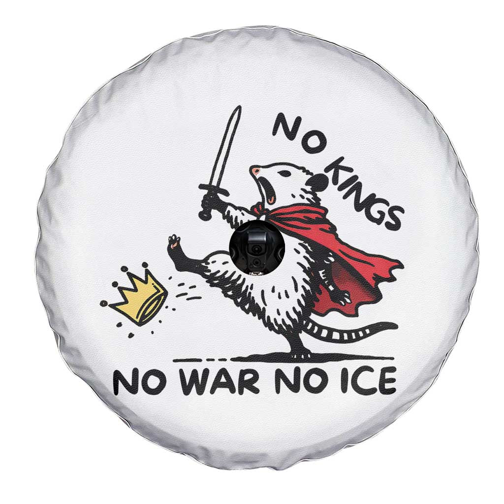 Funny Opossum Warrior Political Gift Spare Tire Cover No Kings No Wars No Ice