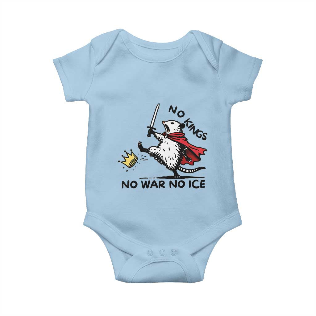 Funny Opossum Warrior Political Gift Baby Onesie No Kings No Wars No Ice