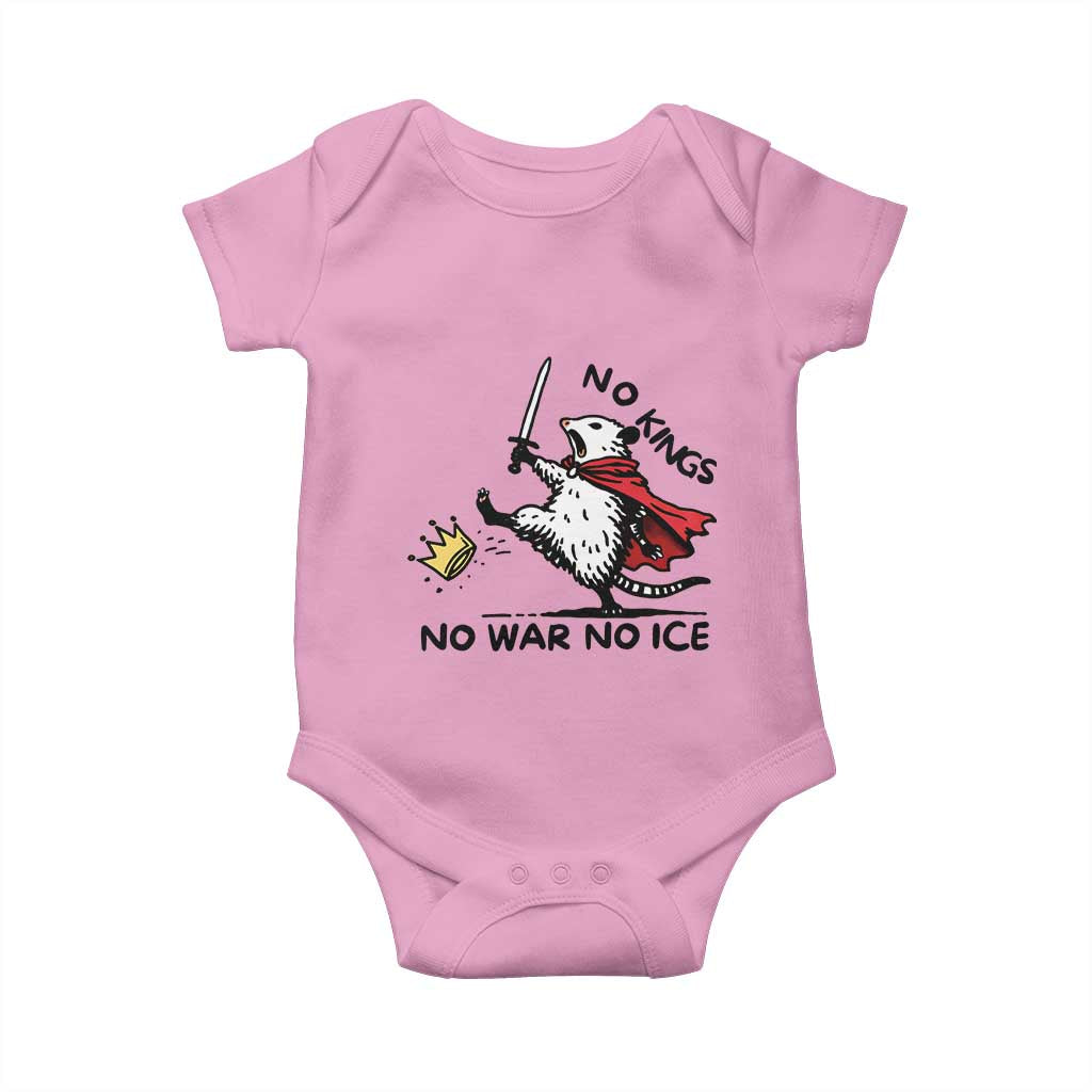 Funny Opossum Warrior Political Gift Baby Onesie No Kings No Wars No Ice