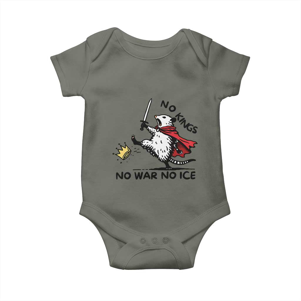 Funny Opossum Warrior Political Gift Baby Onesie No Kings No Wars No Ice