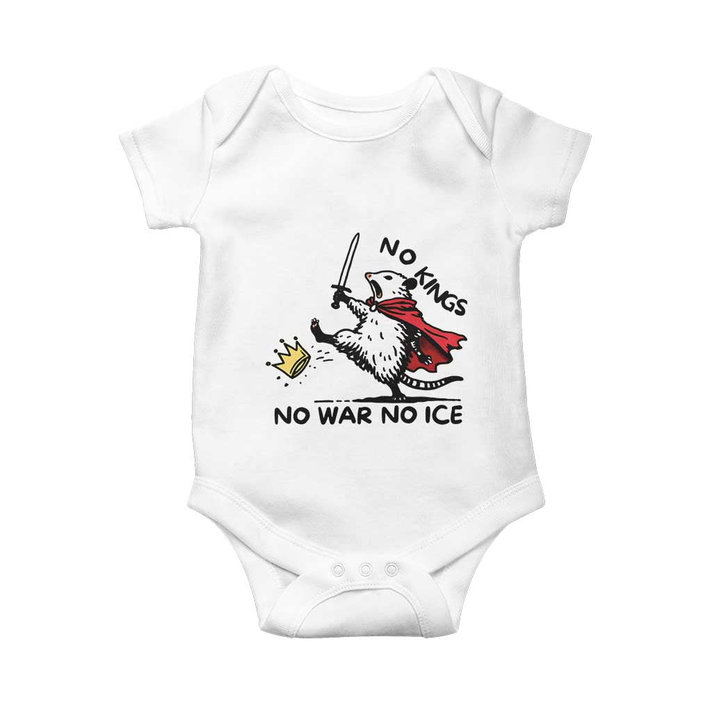 Funny Opossum Warrior Political Gift Baby Onesie No Kings No Wars No Ice