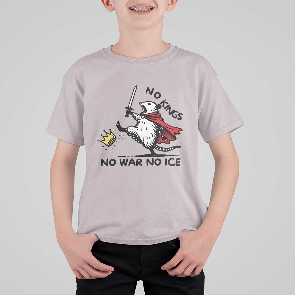 Funny Opossum Warrior Political Gift T Shirt For Kid No Kings No Wars No Ice