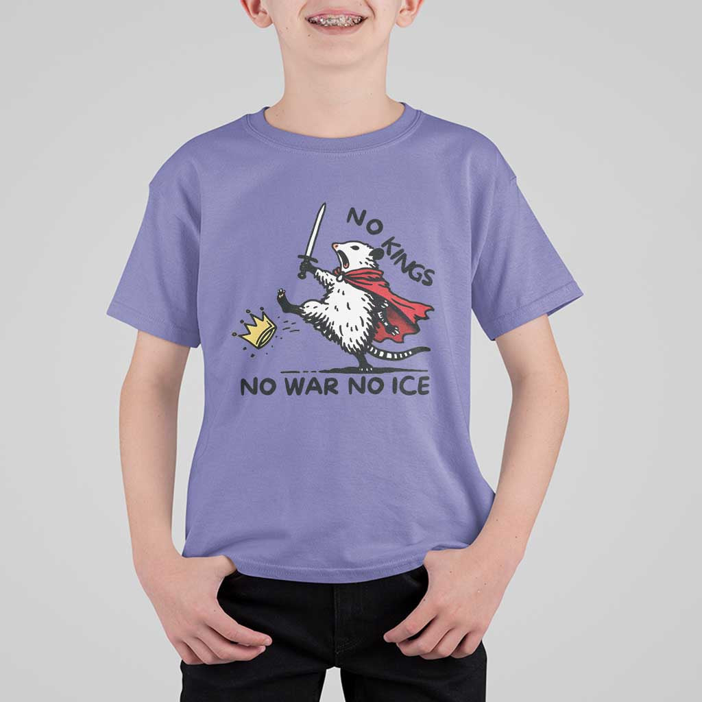Funny Opossum Warrior Political Gift T Shirt For Kid No Kings No Wars No Ice