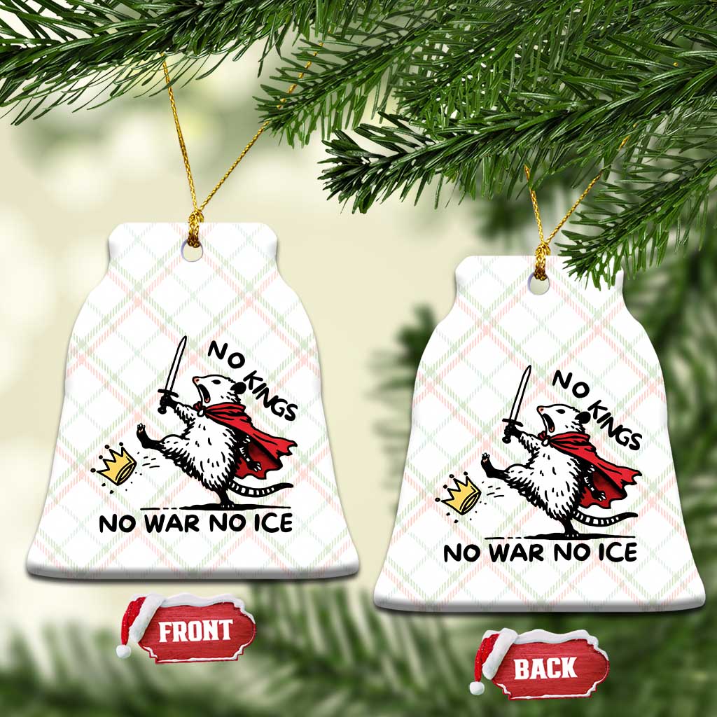 Funny Opossum Warrior Political Gift Ceramic Ornament No Kings No Wars No Ice