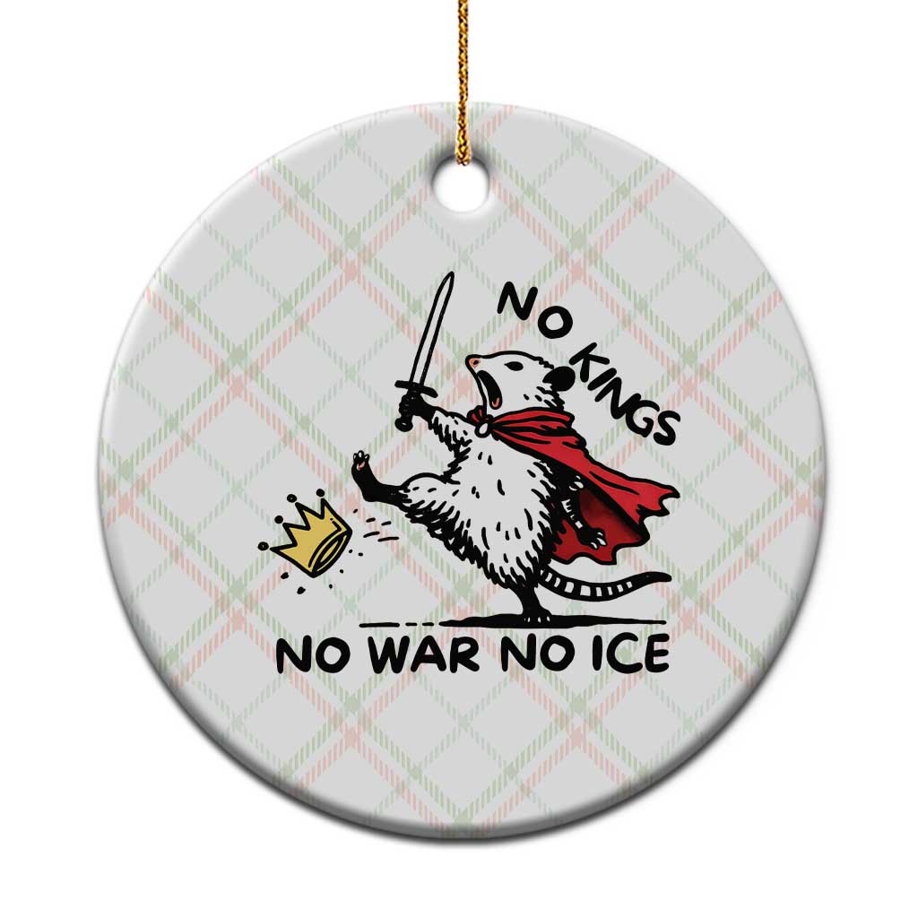 Funny Opossum Warrior Political Gift Ceramic Ornament No Kings No Wars No Ice