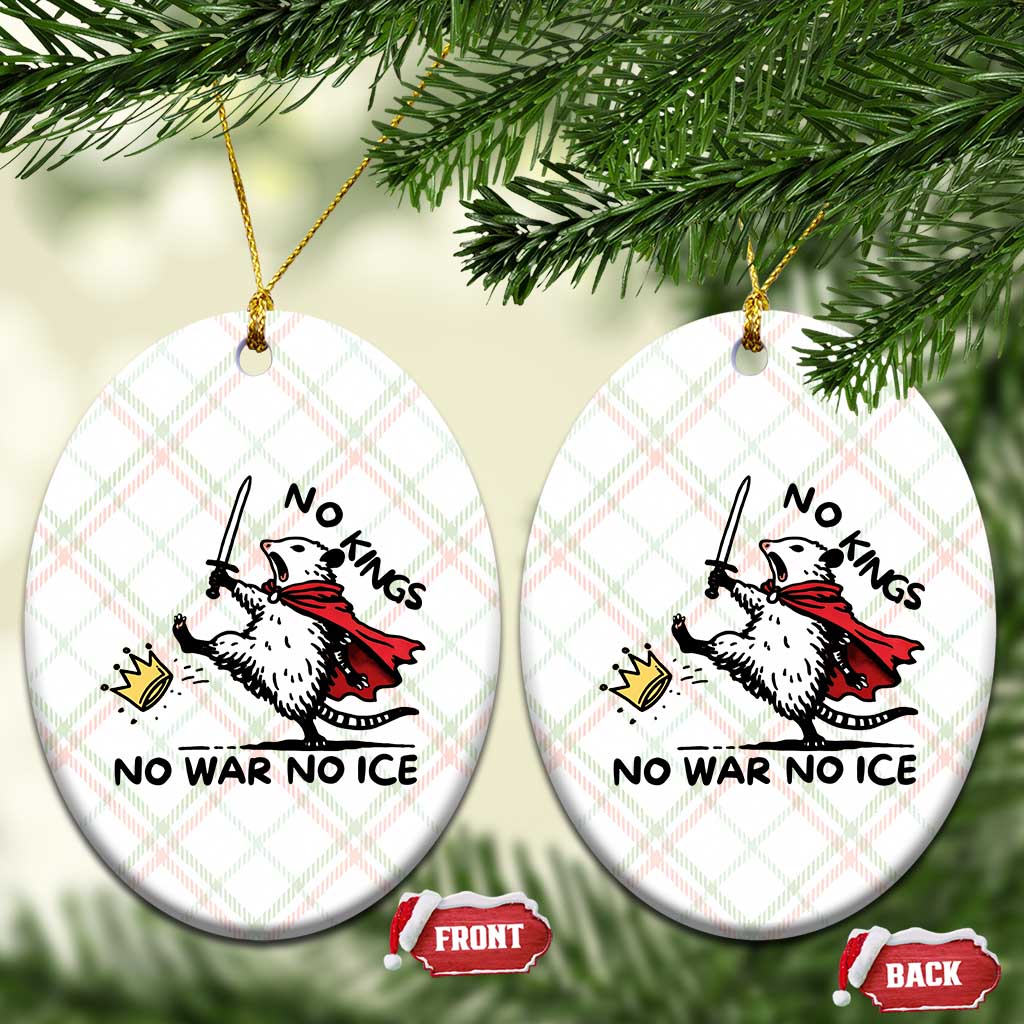 Funny Opossum Warrior Political Gift Ceramic Ornament No Kings No Wars No Ice