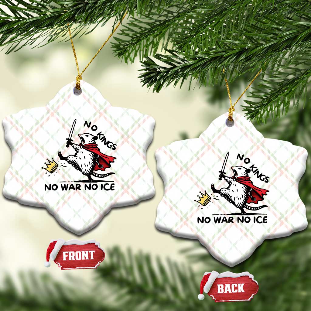 Funny Opossum Warrior Political Gift Ceramic Ornament No Kings No Wars No Ice