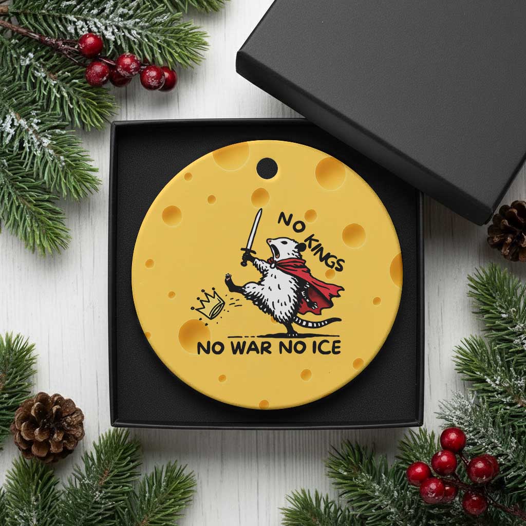 Funny Opossum Warrior Political Gift Ceramic Ornament No Kings No Wars No Ice