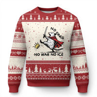 Funny Opossum Warrior Political Gift Ugly Christmas Sweater No Kings No Wars No Ice