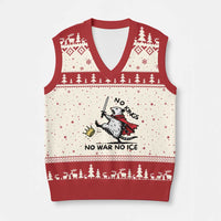 Funny Opossum Warrior Political Gift V-Neck Knit Sweater Vest No Kings No Wars No Ice