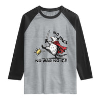 Funny Opossum Warrior Political Gift Raglan Shirt No Kings No Wars No Ice