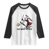 Funny Opossum Warrior Political Gift Raglan Shirt No Kings No Wars No Ice