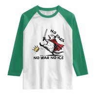 Funny Opossum Warrior Political Gift Raglan Shirt No Kings No Wars No Ice