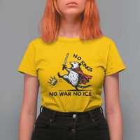 Funny Opossum Warrior Political Gift T Shirt For Women No Kings No Wars No Ice