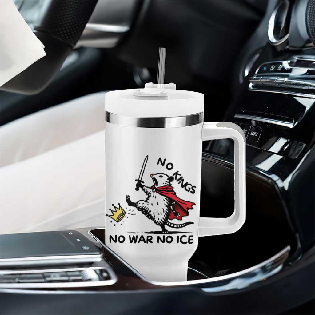 Funny Opossum Warrior Political Gift Tumbler With Handle No Kings No Wars No Ice