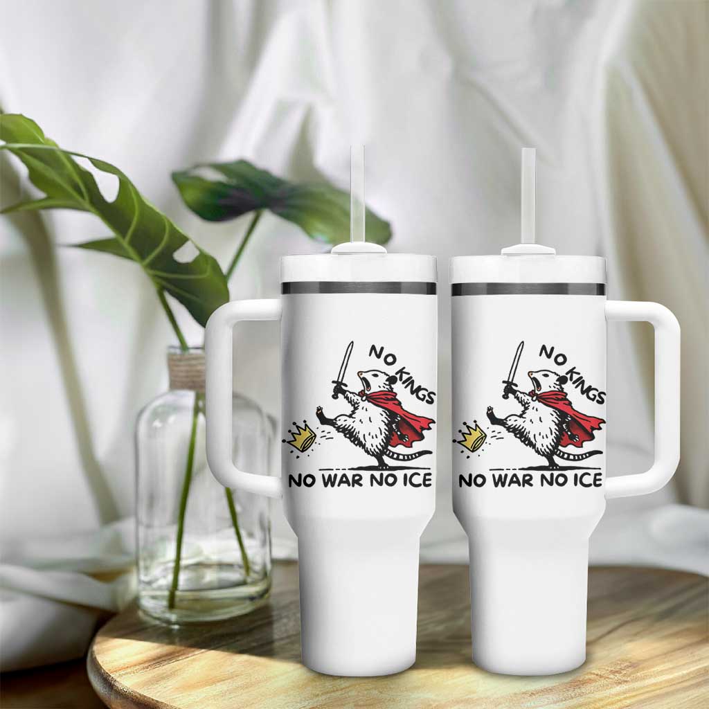 Funny Opossum Warrior Political Gift Tumbler With Handle No Kings No Wars No Ice