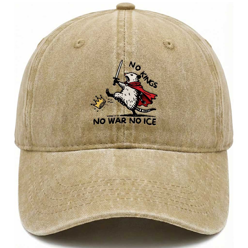 Funny Opossum Warrior Political Gift Washed Cotton Baseball Cap No Kings No Wars No Ice