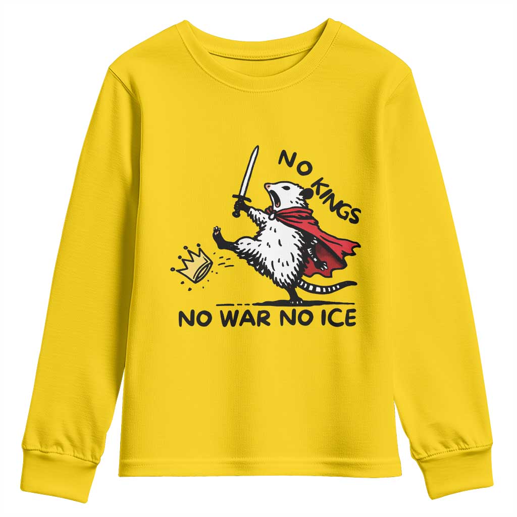 Funny Opossum Warrior Political Gift Youth Sweatshirt No Kings No Wars No Ice