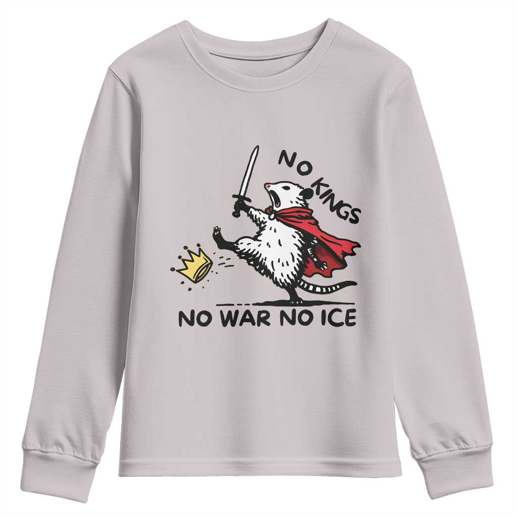 Funny Opossum Warrior Political Gift Youth Sweatshirt No Kings No Wars No Ice