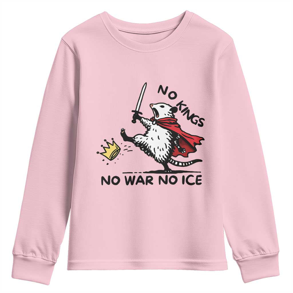 Funny Opossum Warrior Political Gift Youth Sweatshirt No Kings No Wars No Ice