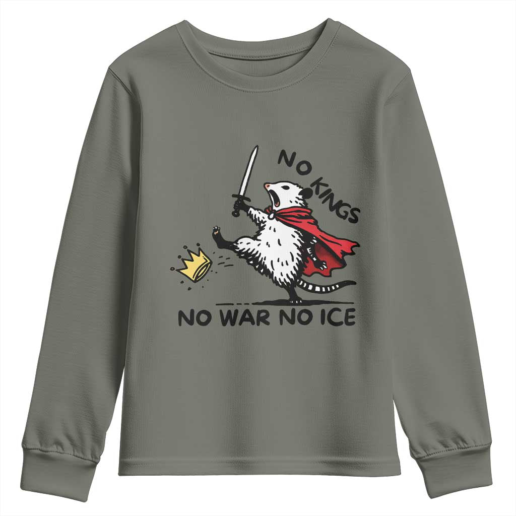 Funny Opossum Warrior Political Gift Youth Sweatshirt No Kings No Wars No Ice