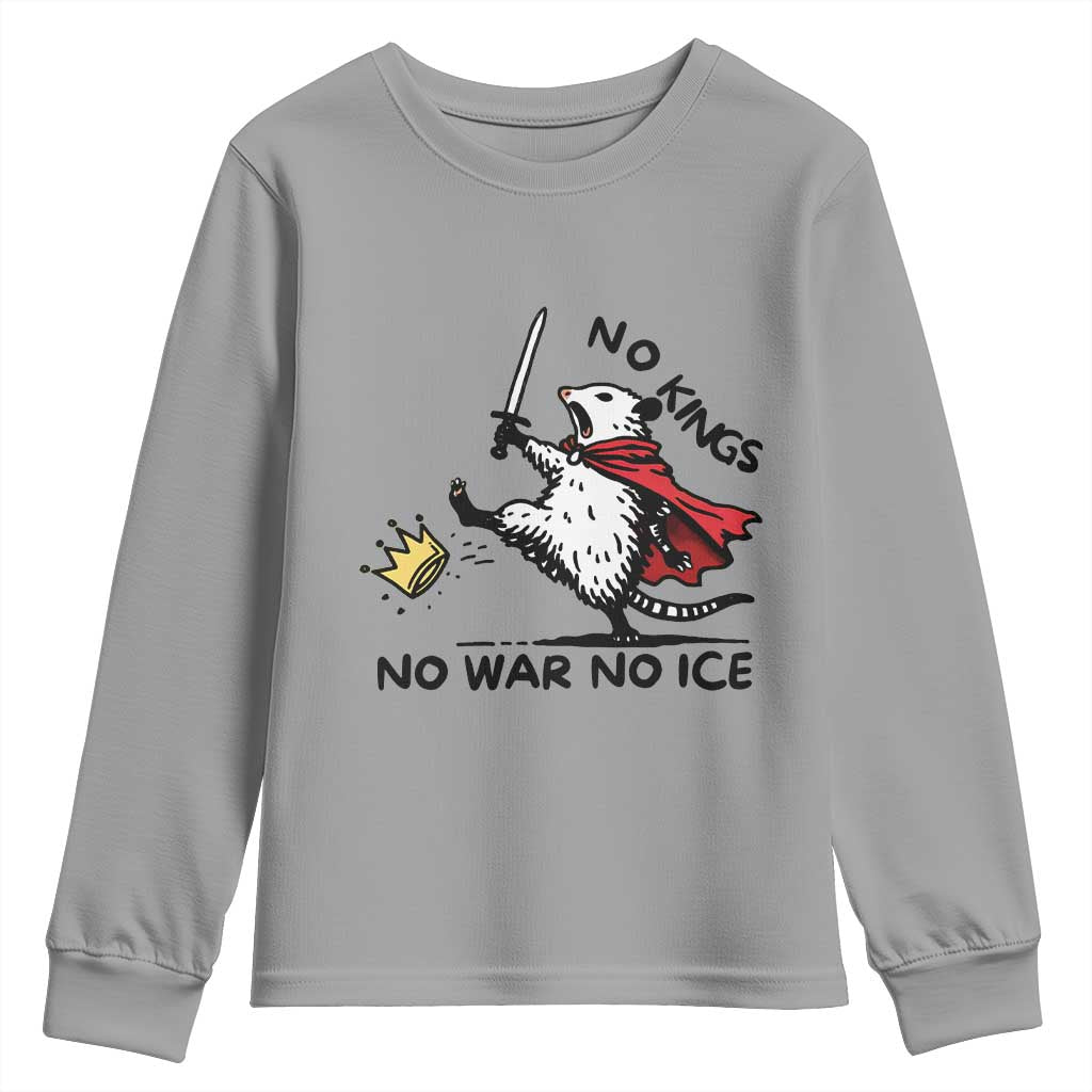Funny Opossum Warrior Political Gift Youth Sweatshirt No Kings No Wars No Ice