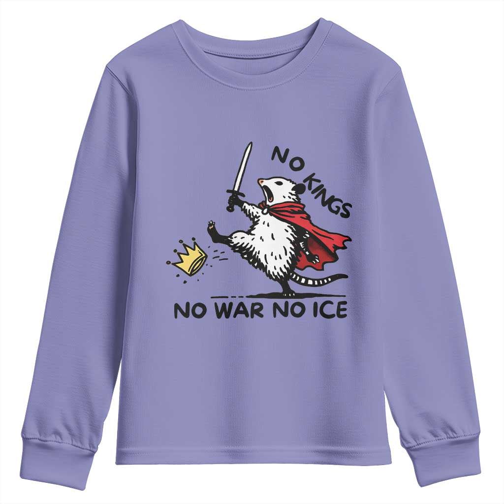 Funny Opossum Warrior Political Gift Youth Sweatshirt No Kings No Wars No Ice