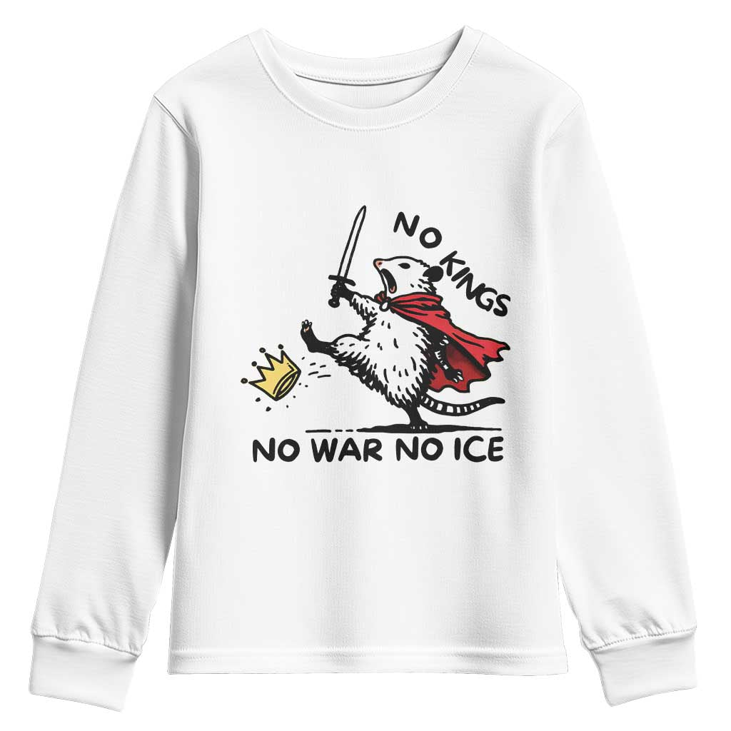 Funny Opossum Warrior Political Gift Youth Sweatshirt No Kings No Wars No Ice