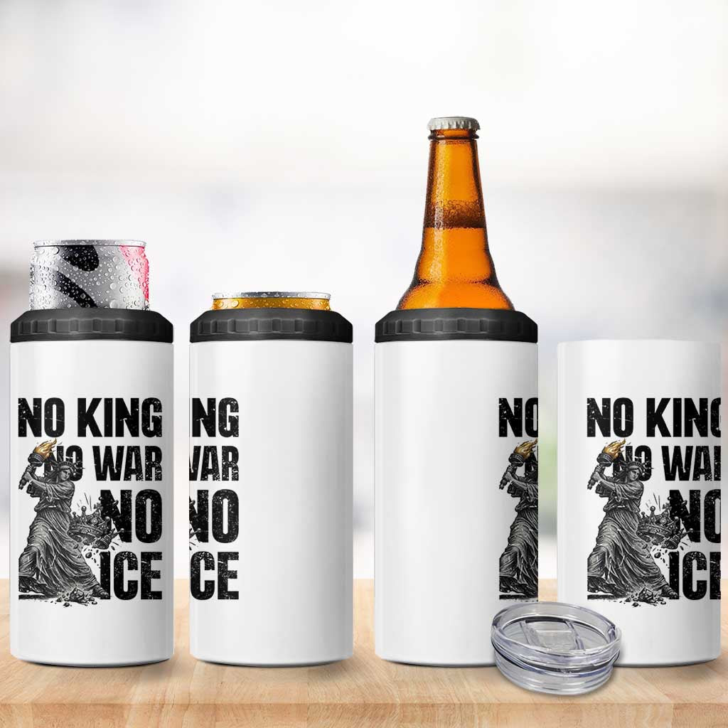 Statue Of Liberty Freedom Protest 4 in 1 Can Cooler Tumbler No Kings No Wars No Ice