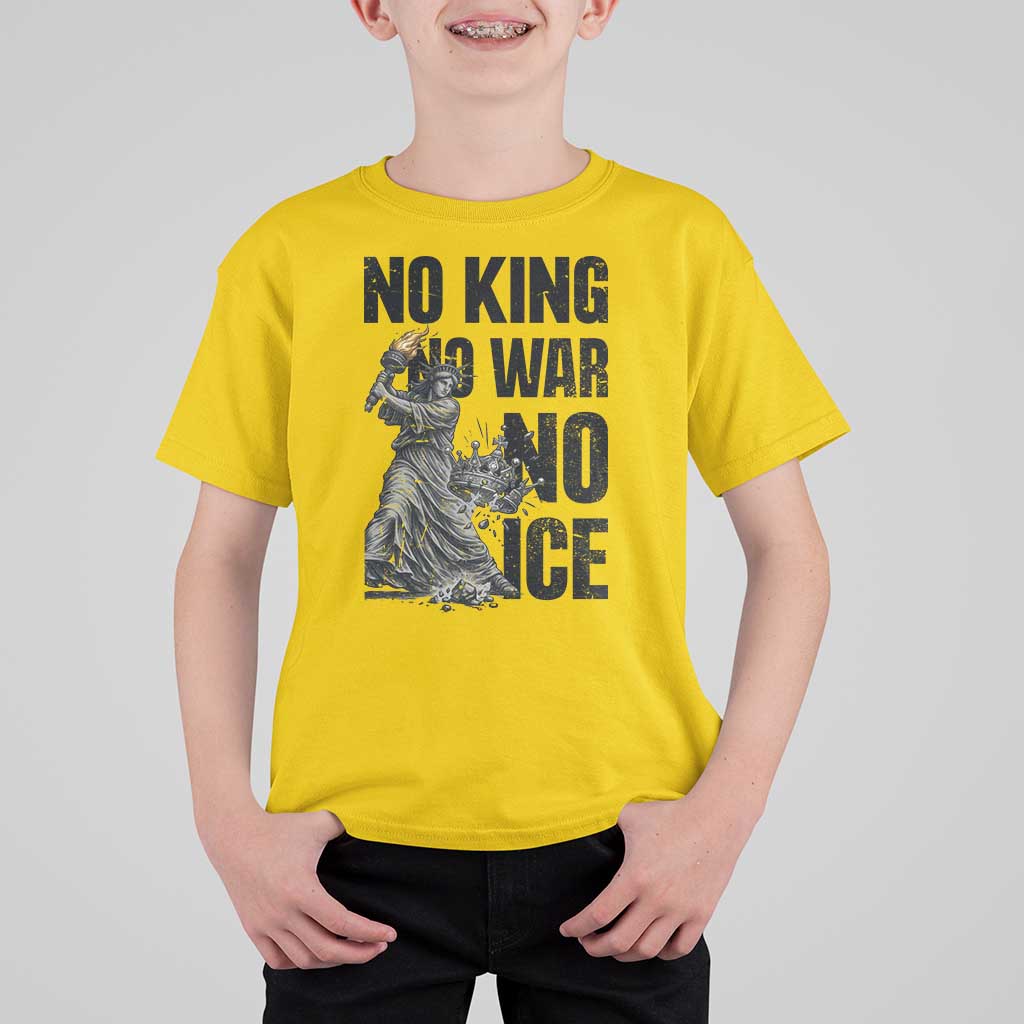 Statue Of Liberty Freedom Protest T Shirt For Kid No Kings No Wars No Ice