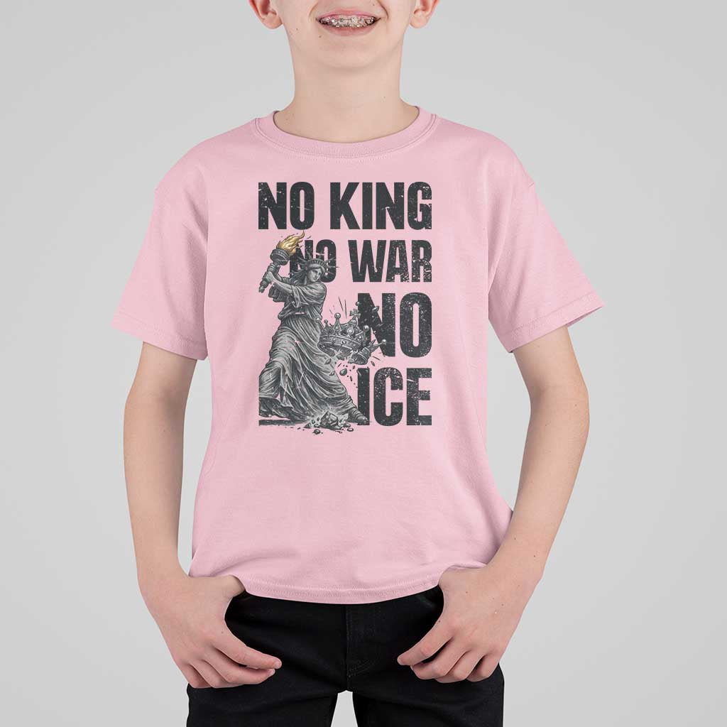 Statue Of Liberty Freedom Protest T Shirt For Kid No Kings No Wars No Ice